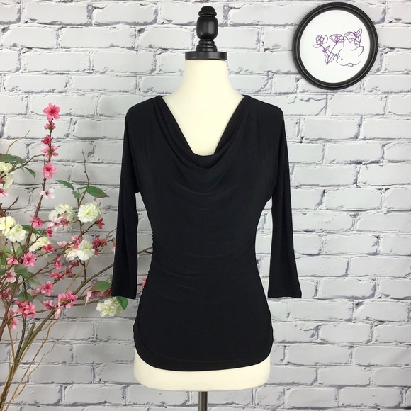 WHBM Drape Neck Ruched Sides Jersey Top - Picture 1 of 5